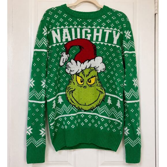 The Grinch Sweaters - The Grinch Men’s Medium Christmas Sweater Naughty Green Ugly Christmas NWT
